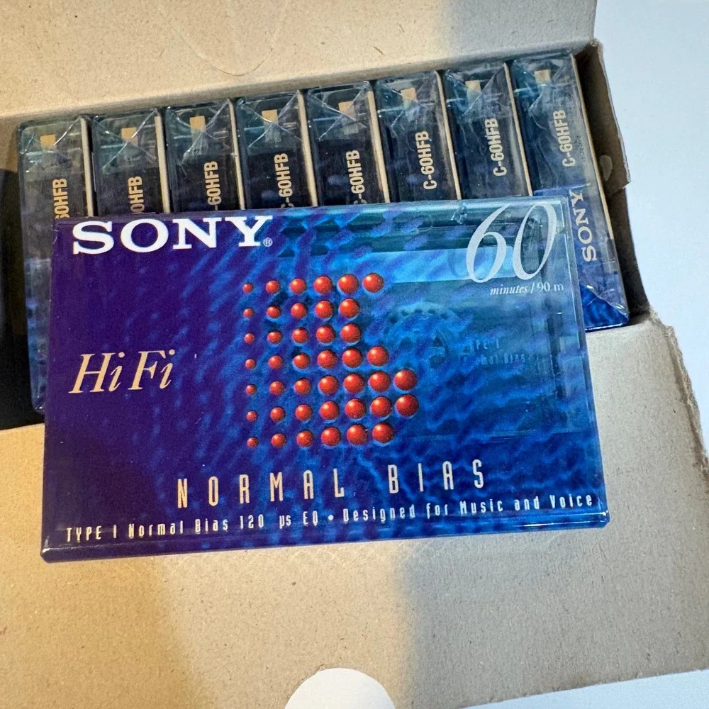 Sony HiFi 60 Type I Normal Bias Blank Audio Cassette Tapes 9 Pack C-60HFB Sealed